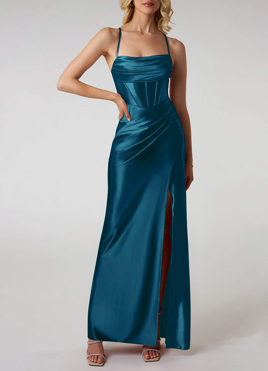 Teal Blue Modely Jacquard Square Neck Puff Sleeve Dress Sz XS S M L XL |  eBay