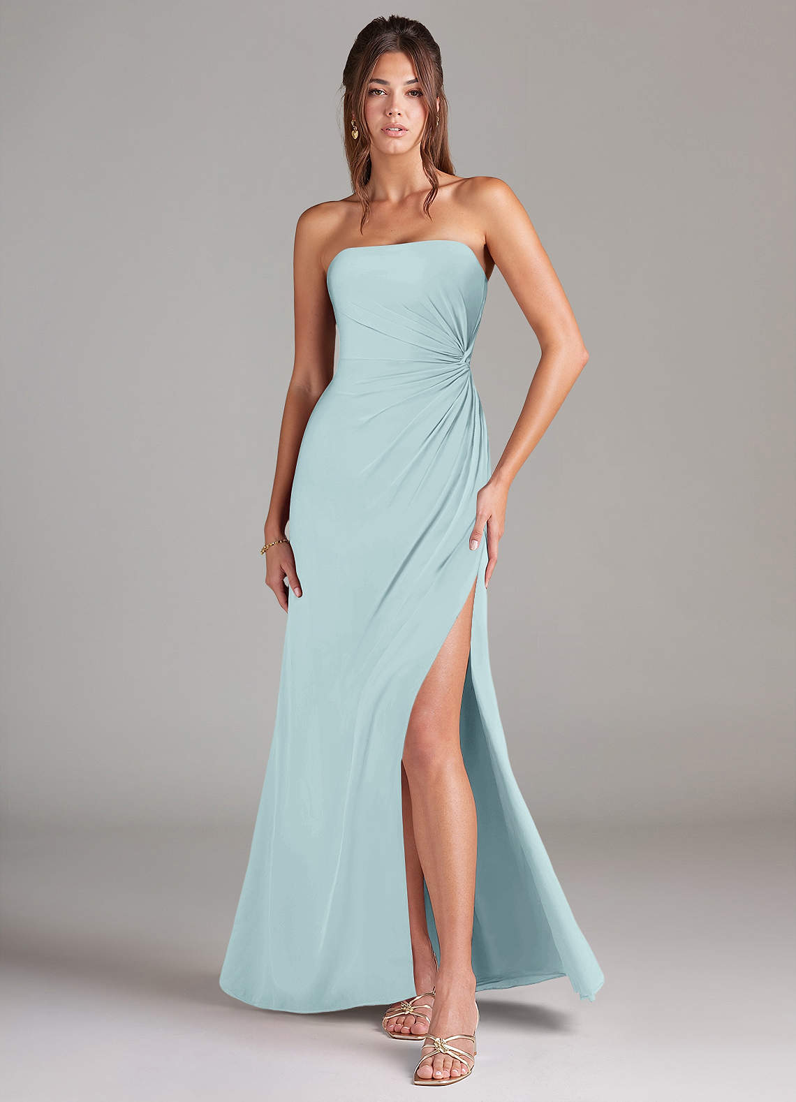 Azazie Aliani Bridesmaid Dresses Mist Sheath Strapless Chiffon Convertible Dress image1