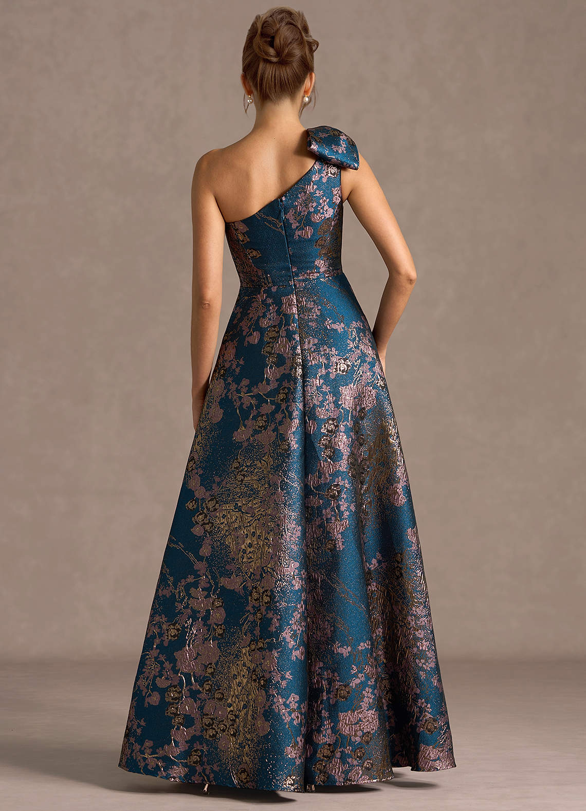 Azazie Teal Floral Bows Sleeveless Ball Gowns Evening Dress / Gown