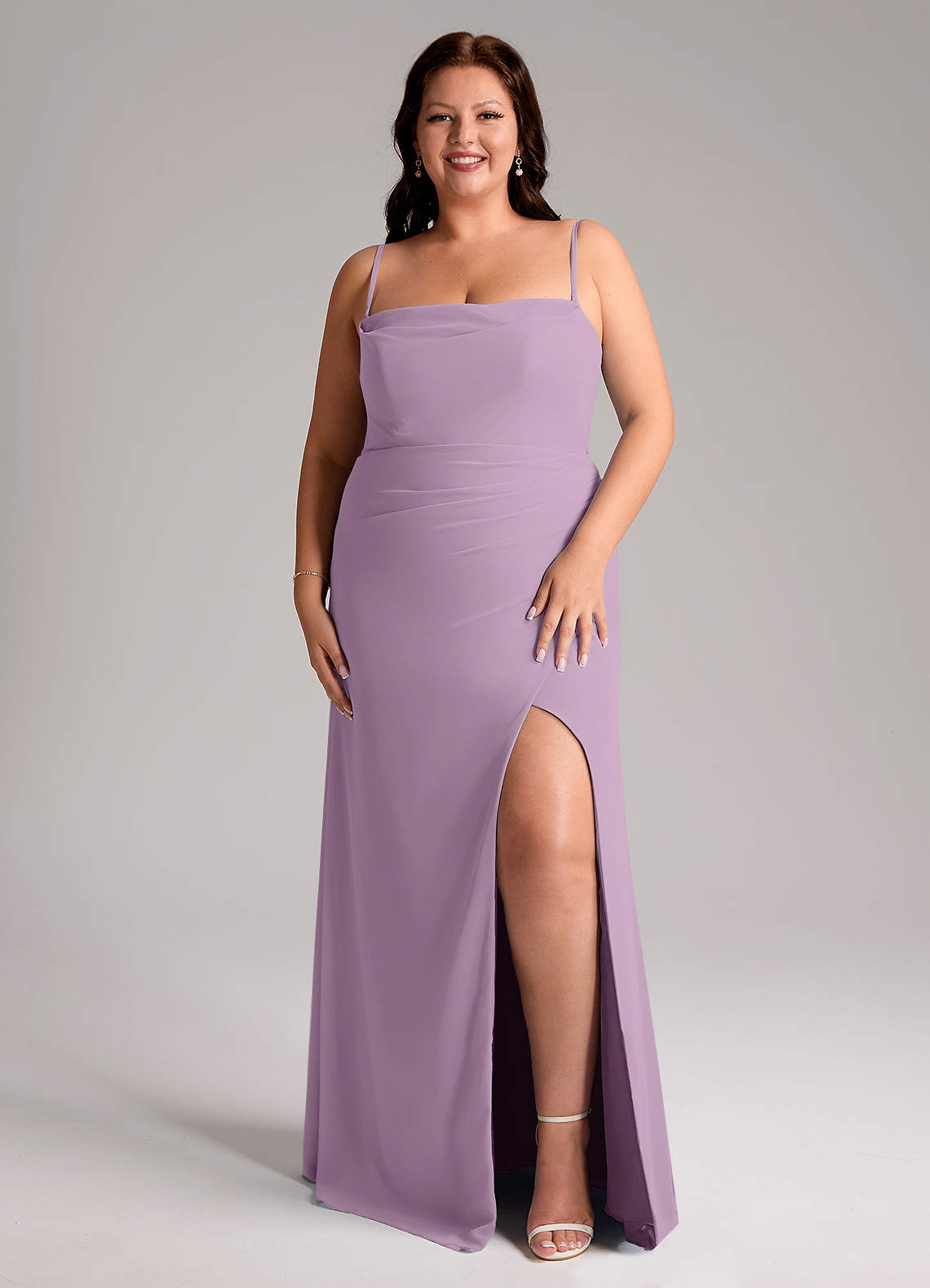 Azazie Leonis Bridesmaid Dresses Wisteria Sheath Strapless Chiffon Convertible Dress image1