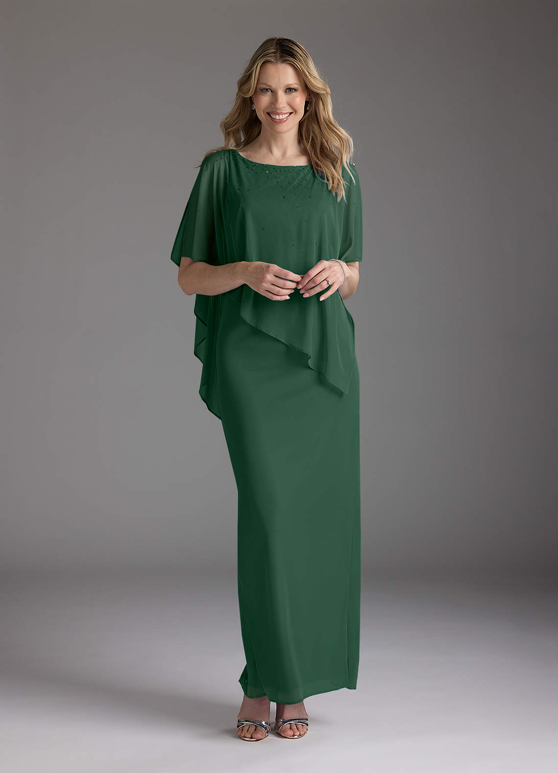 Azazie Aspyn Abiti per la Madre della Sposa Abito Tubino in Maglia Perline Verde Scuro image1