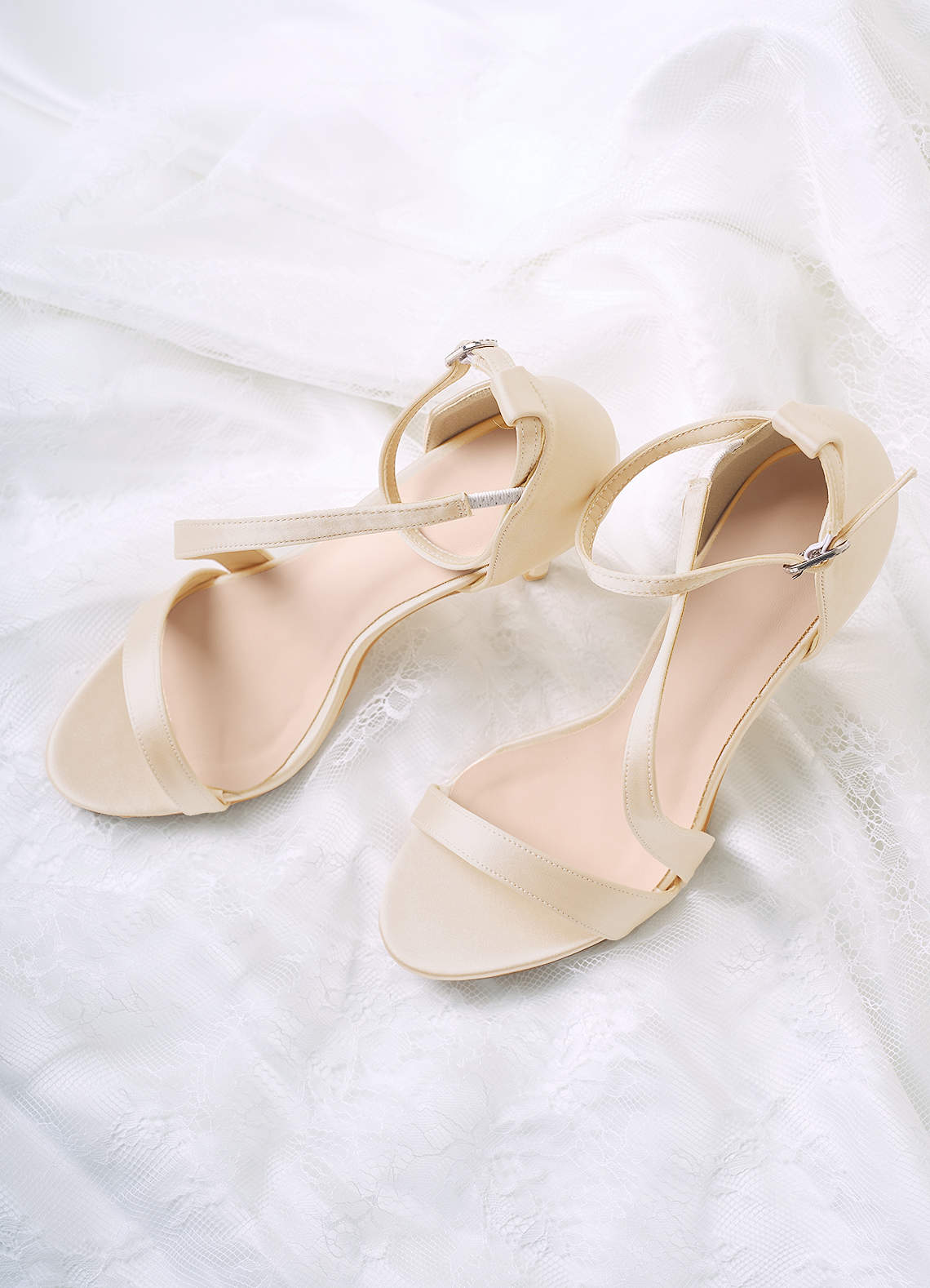 front Matching Color Satin Wrap Strap Stiletto Sandals