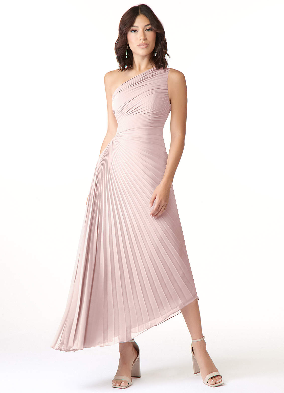 Azazie Kirra Abiti da Damigella Abito A-Line in Chiffon Monospalla Rosa Rossore image1