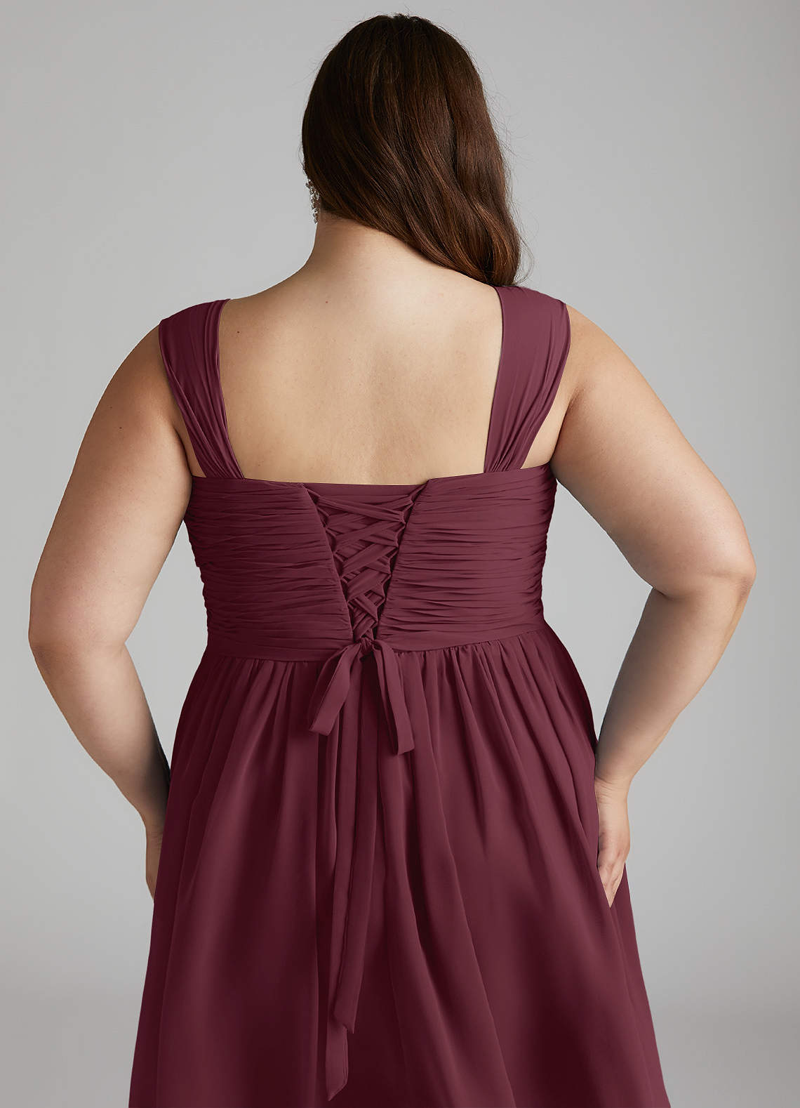 Azazie Angie Essayer des robes à la maison Robe Trapèze en Mousseline de soie Corset Agave image14