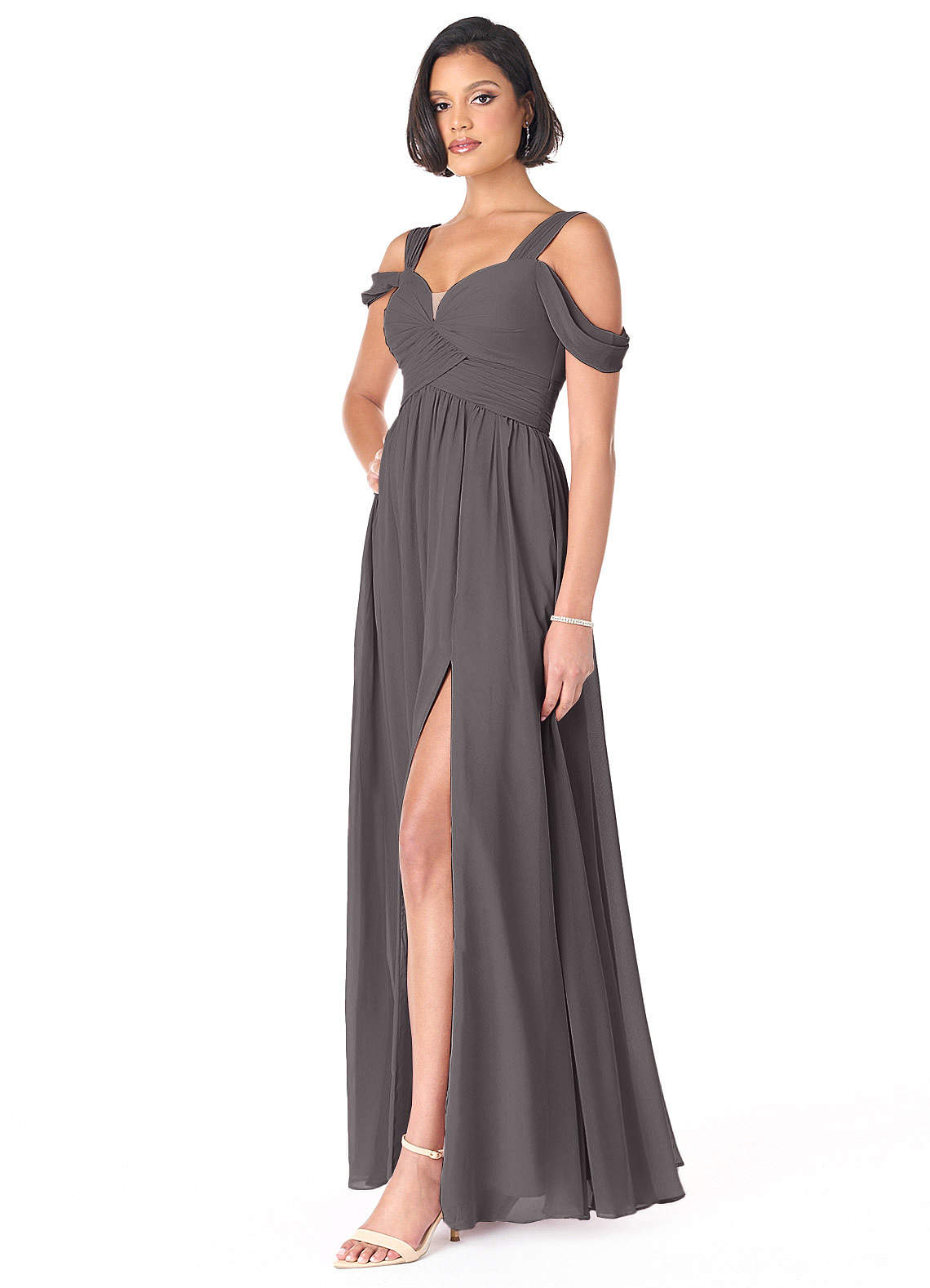 Azazie Lianne Steel Grey Chiffon Bridesmaid Dresses | Azazie Azazie Lianne Steel Grey Chiffon Bridesmaid Dresses | Azazie