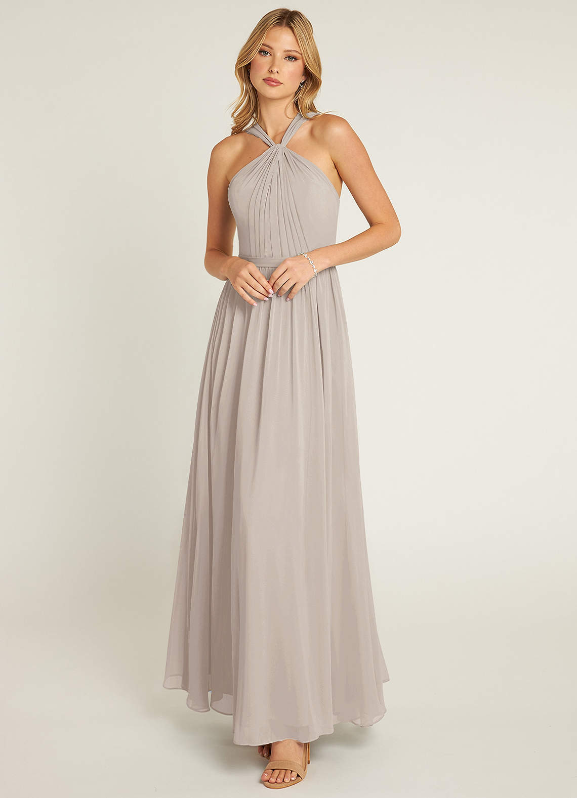 Azazie Jacey Bridesmaid Dresses Frost A-Line Pleated Chiffon Dress image1