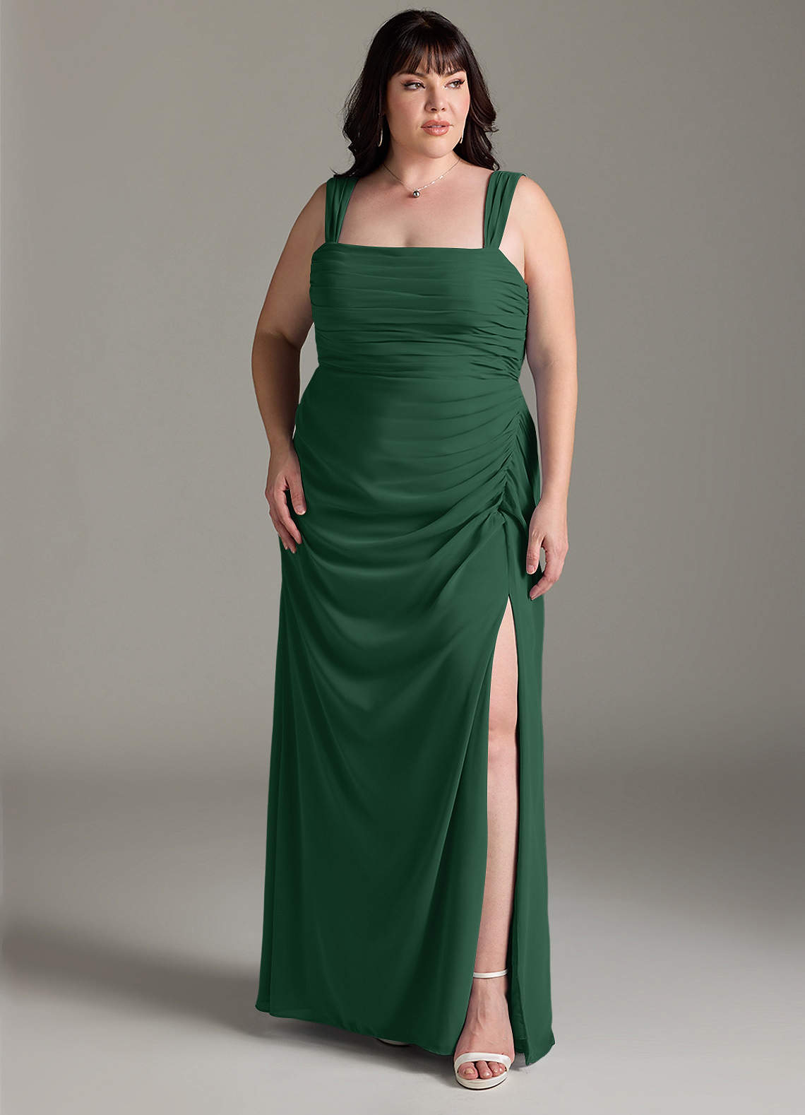 Azazie Jesaphine Bridesmaid Dresses Dark Green Sheath Bow Chiffon Dress image7