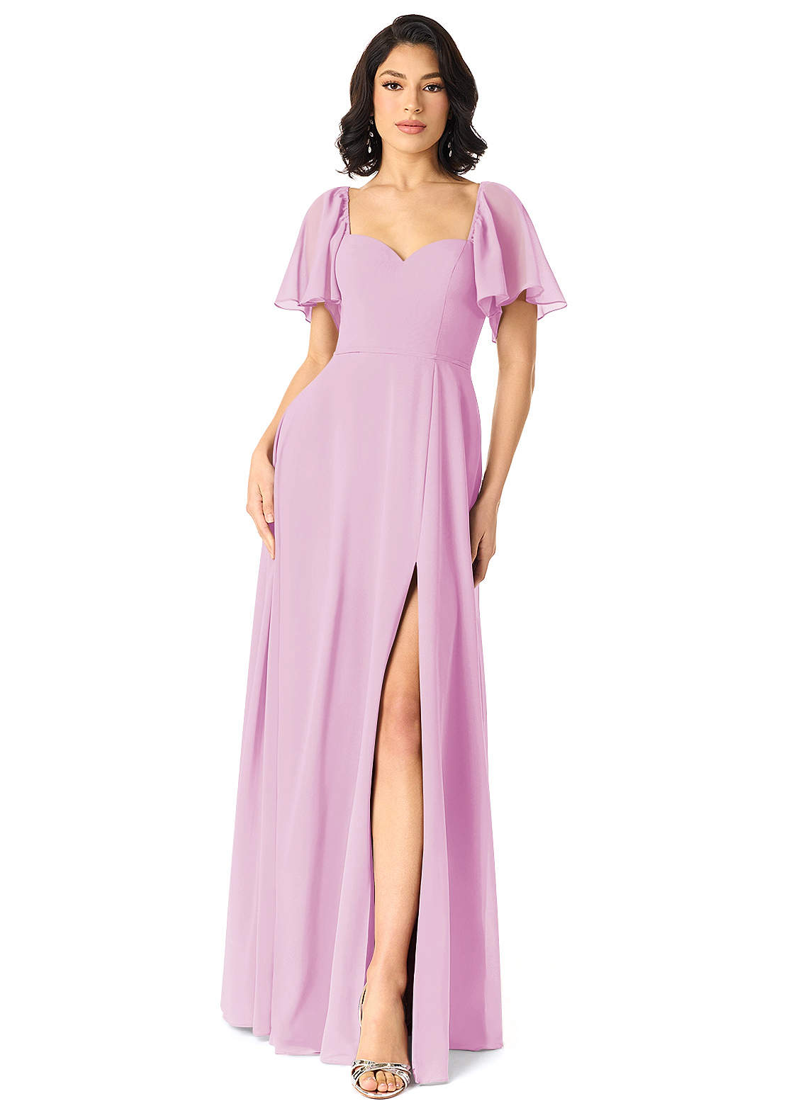 Azazie Chloe Bridesmaid Dresses Candy Pink A-Line Sweetheart Neckline Chiffon Dress image1