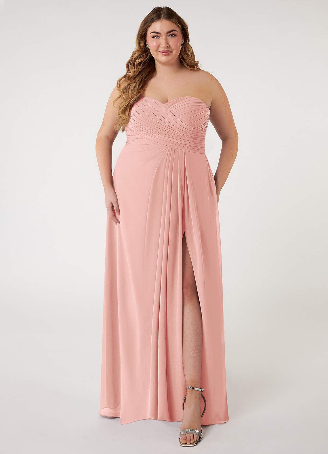 Azazie Arabella Allure Bridesmaid Dresses Rosette A-Line Sweetheart Neckline Chiffon Convertible Dress image1