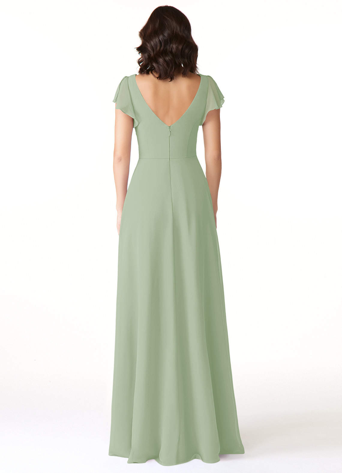 Azazie Omari Bridesmaid Dresses Dusty Sage A-Line Chiffon Dress image4