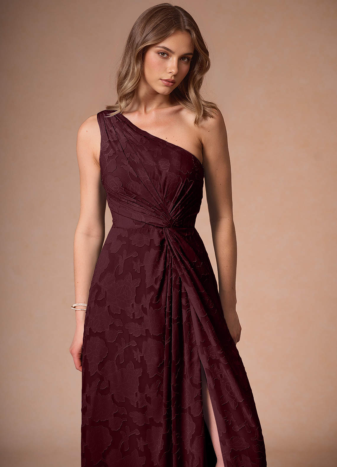 Hermosa Wine One Shoulder Maxi Dress image5