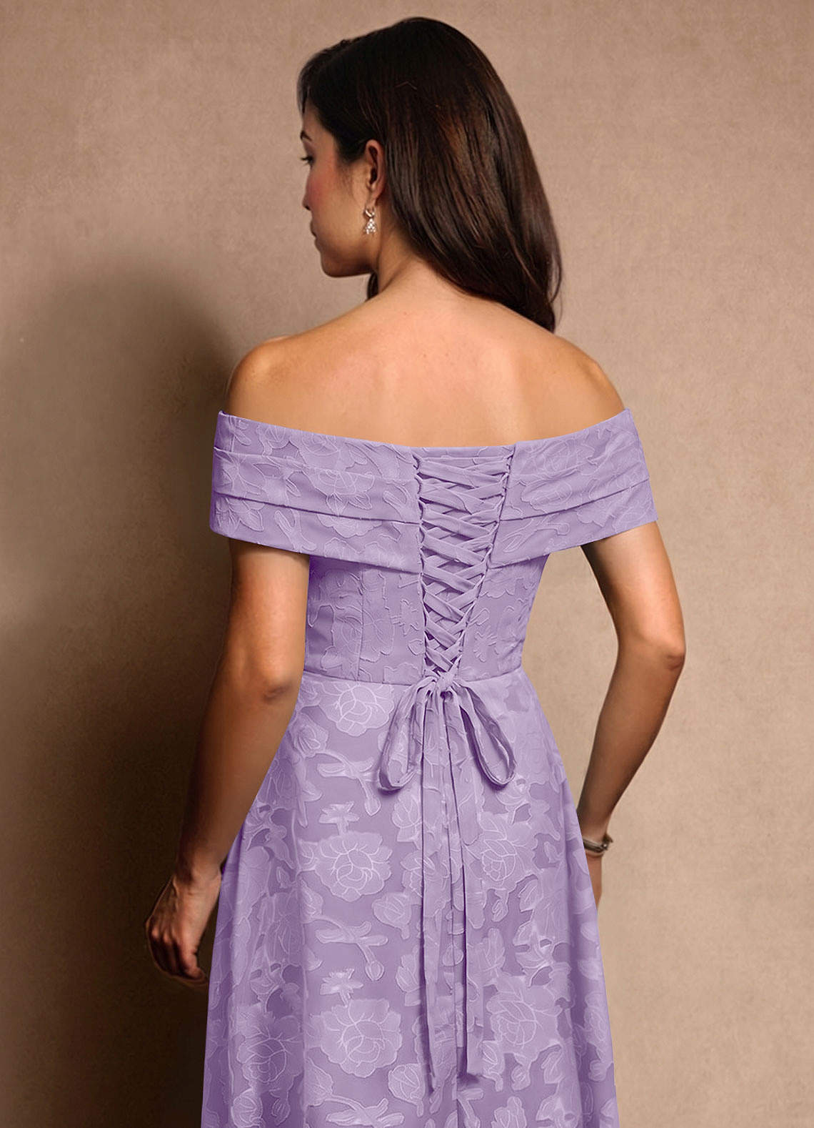 Azazie New Britain Mother of the Bride Dresses Lilac A-Line Pleated Floral Burnout Dress image6