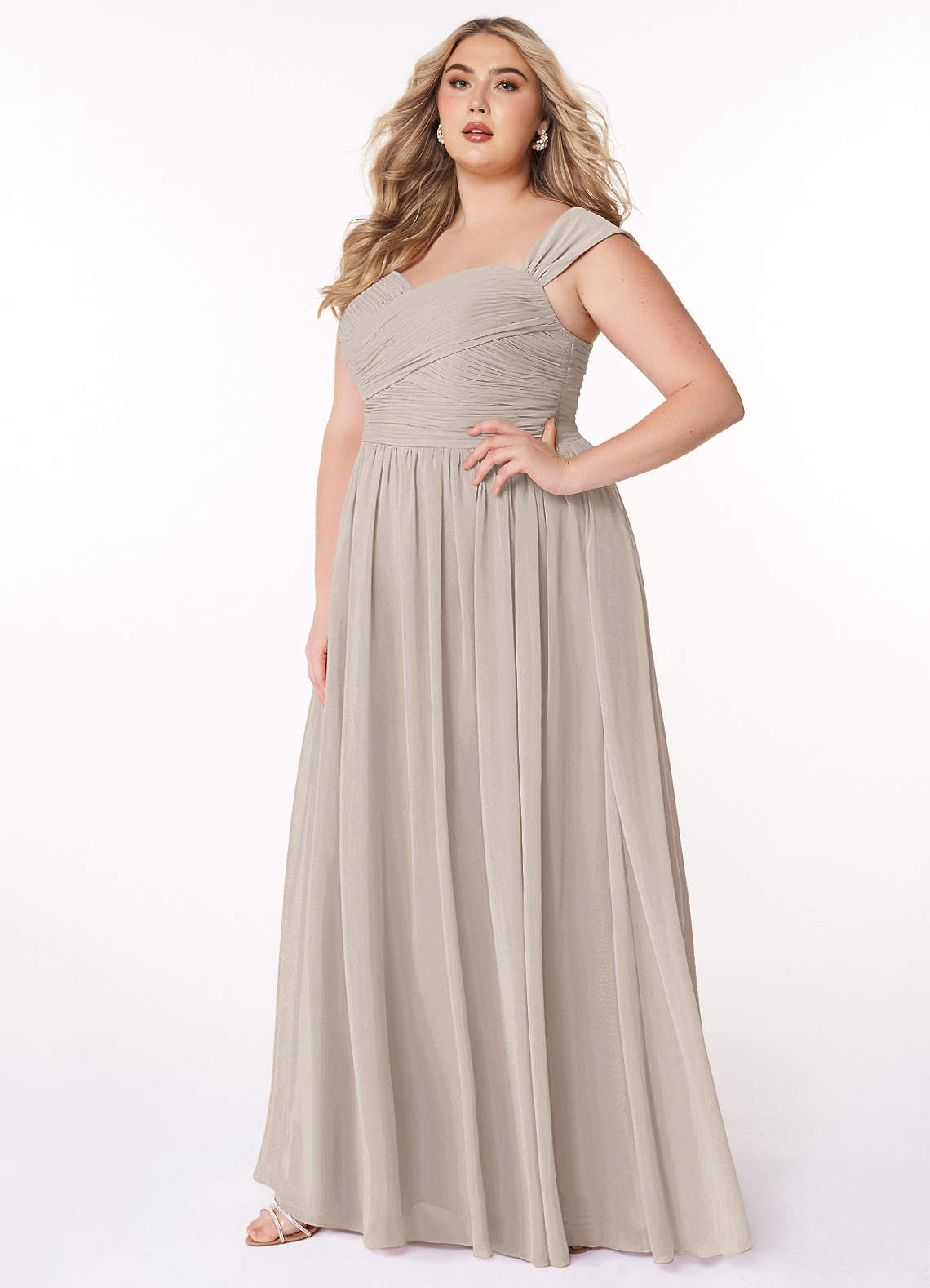 Azazie Zapheira Bridesmaid Dresses A-Line Ruched Chiffon Floor-Length Dress image1