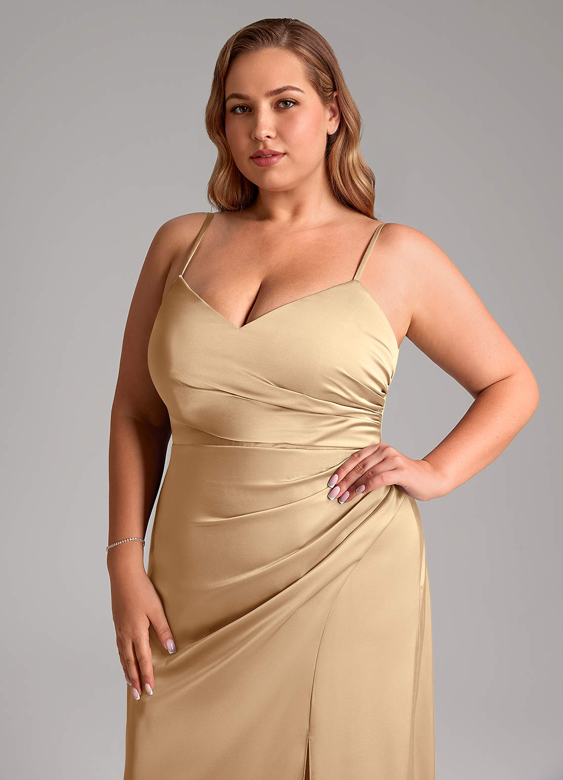 satin silk dress A-Line Gown (B8402) French Navy / S Size:6 1/2 or any special celebration Thigh-Slit dress Nantucket Lace Dress |