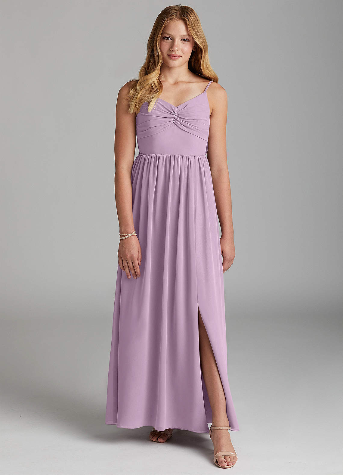 wisteria junior bridesmaid dresses Lilac Ruched One Shoulder Chiffon Floor Length Bridesmaid Prom Dress main image 1