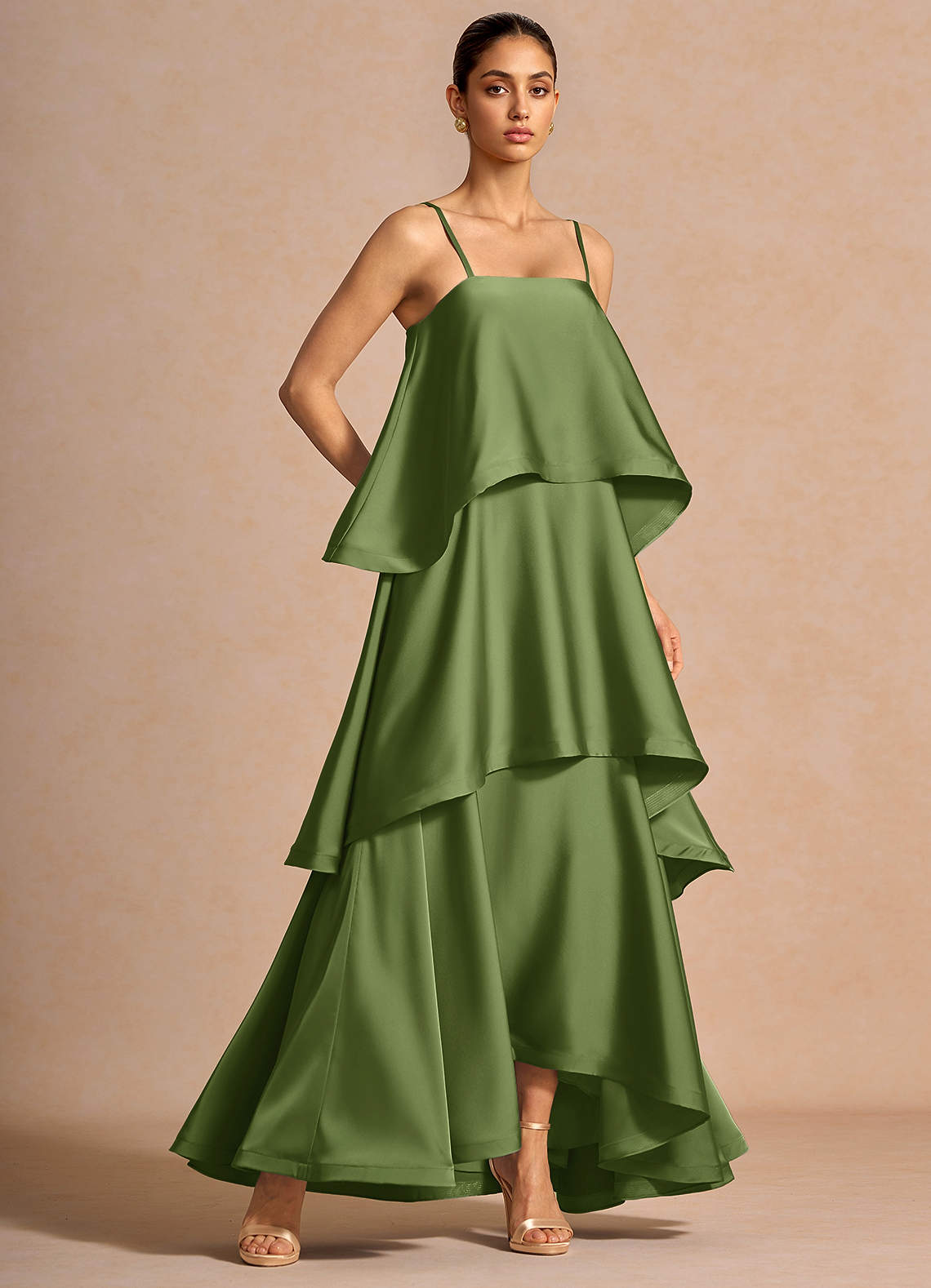 womens neon green dress Green Tiered Spag Strap Maxi Dress – Peacocks & Pearls Lexington