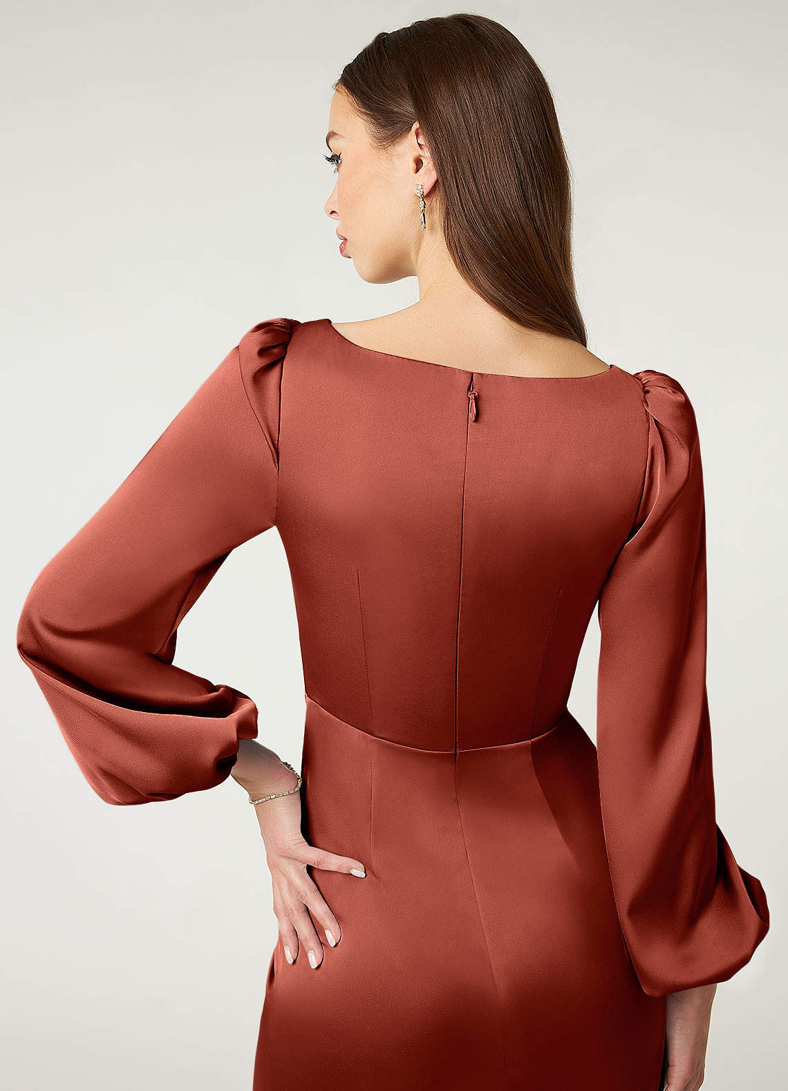 where to buy unique bridesmaid dresses BABARONI Long Sleeves Modest Junior Bridesmaid Dresses Terracotta, Terracotta / J4