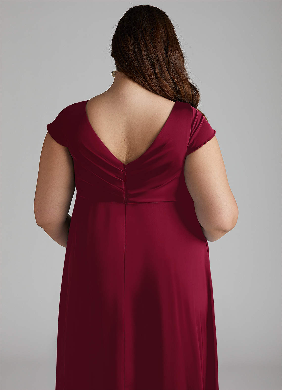 Azazie Allessia vestidos de dama de honor de maternidad Vestido de Corte En A Plisado Hasta el suelo Satén Elástico image11