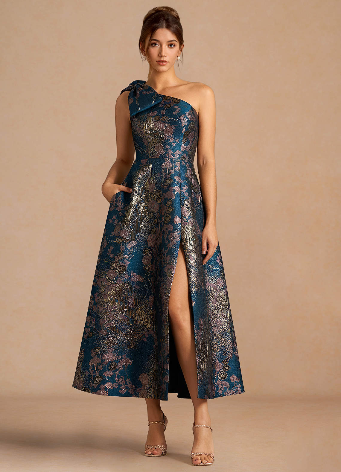 green emerald velvet dress High Neck Midi Dress