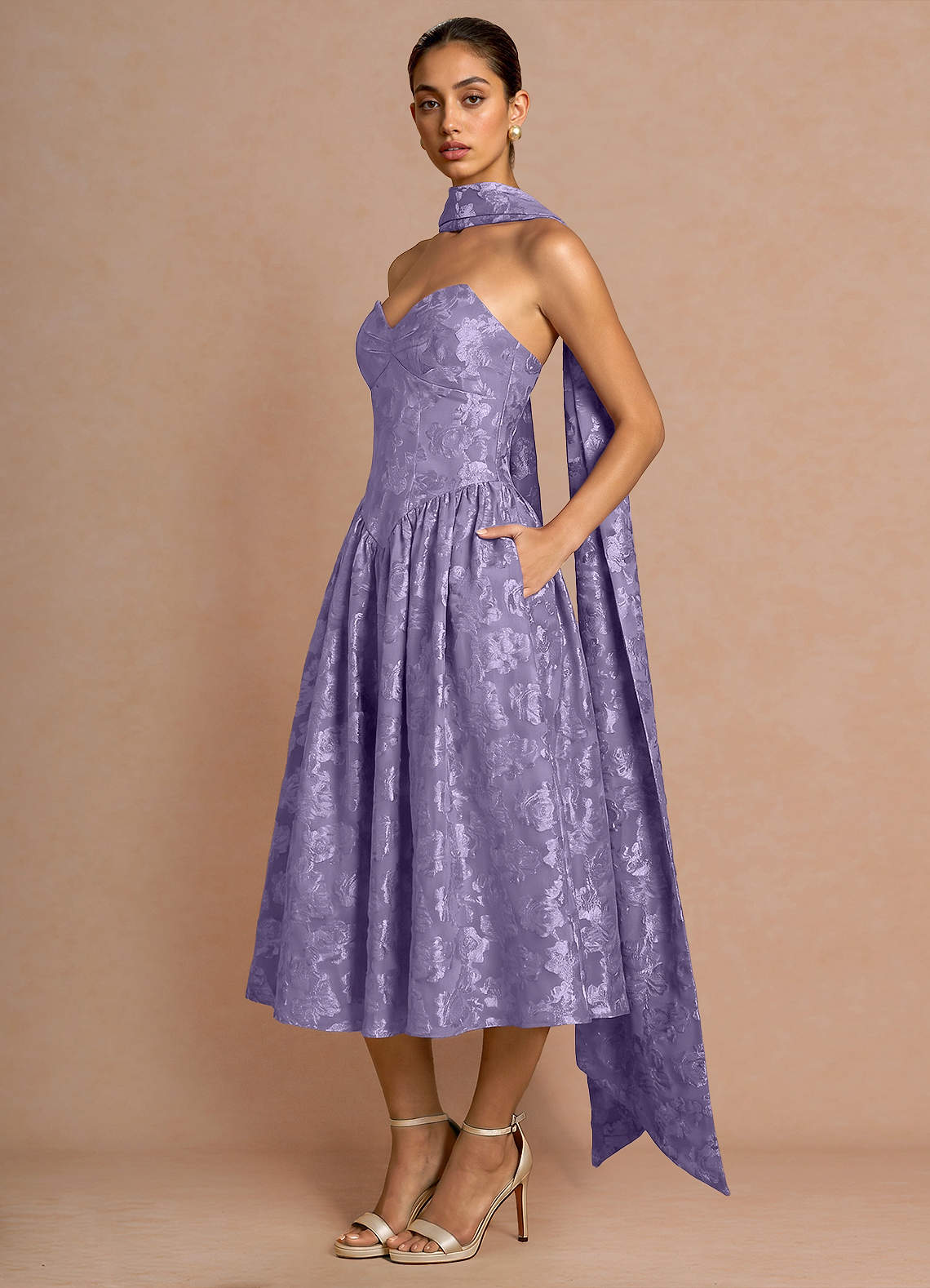 Elspeth Lilac Midi Dress | Azazie