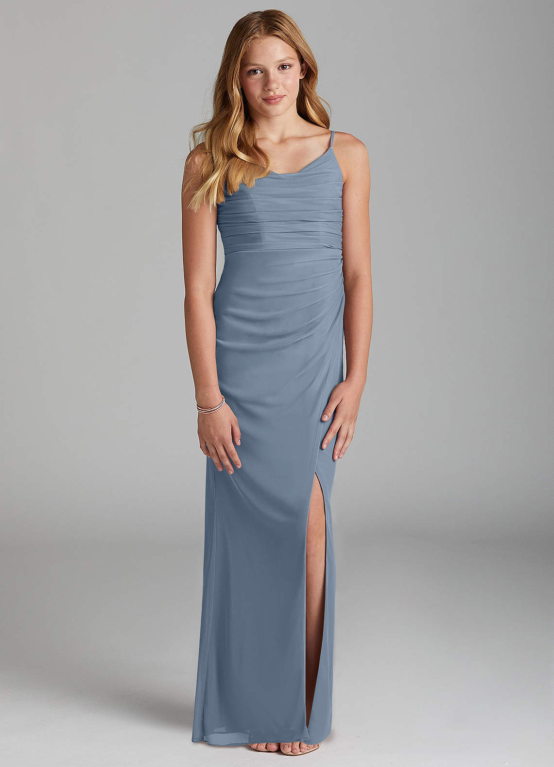 Azazie Deandra Junior Etui Gittergewebe Kleid Zwielichtviolett image1