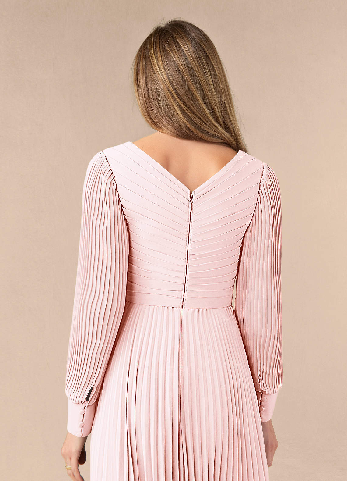 Azazie Zina Mother of the Bride Dresses Blushing Pink A-Line Pleated Chiffon Dress image5