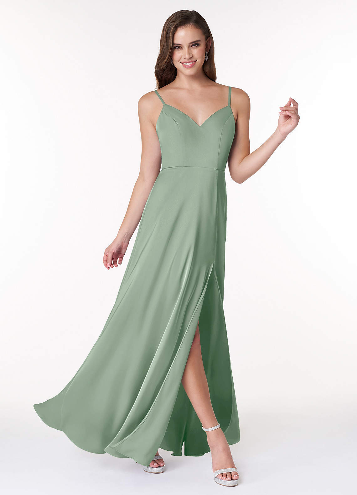 Azazie Alexandria Stretch Satin Dress Ready to Ship Agave Stretch Satin  Bridesmaid Dresses | Azazie CA