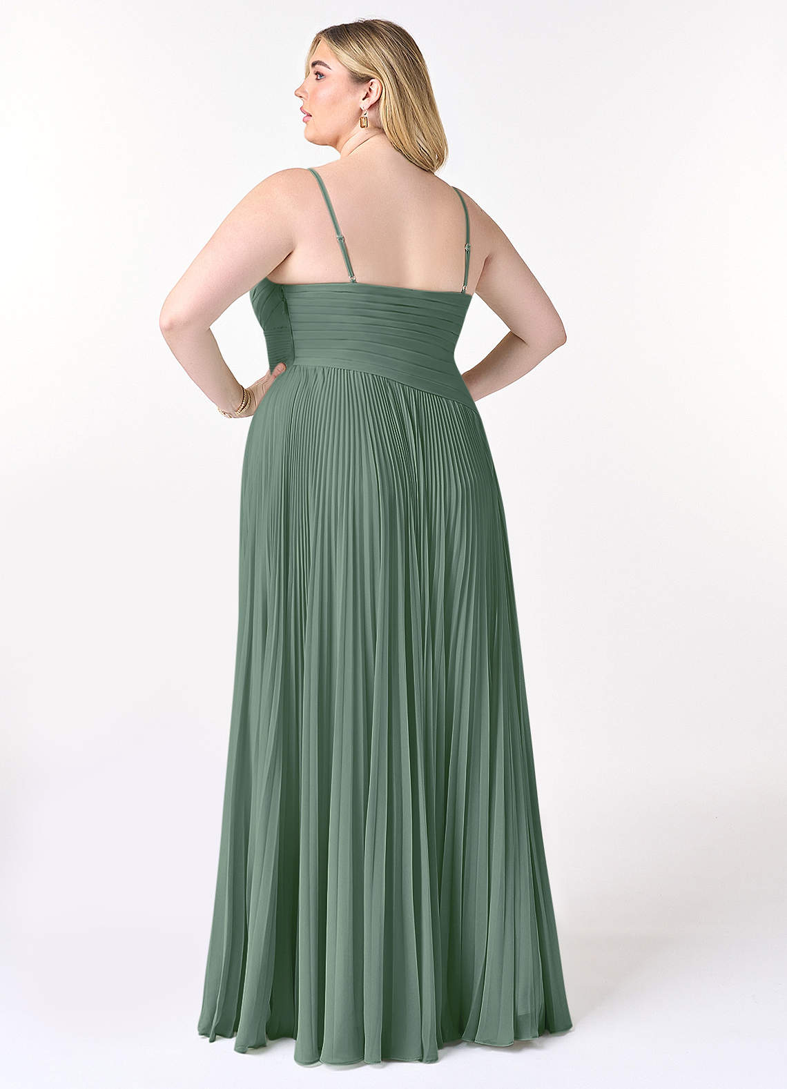 Eucalyptus A-Line Pleated Chiffon Dress main image 0