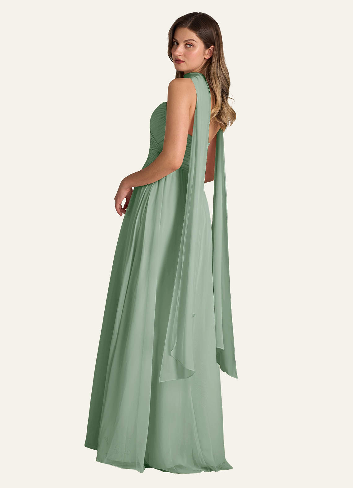 front Azazie Chiffongscarf i matchande färg