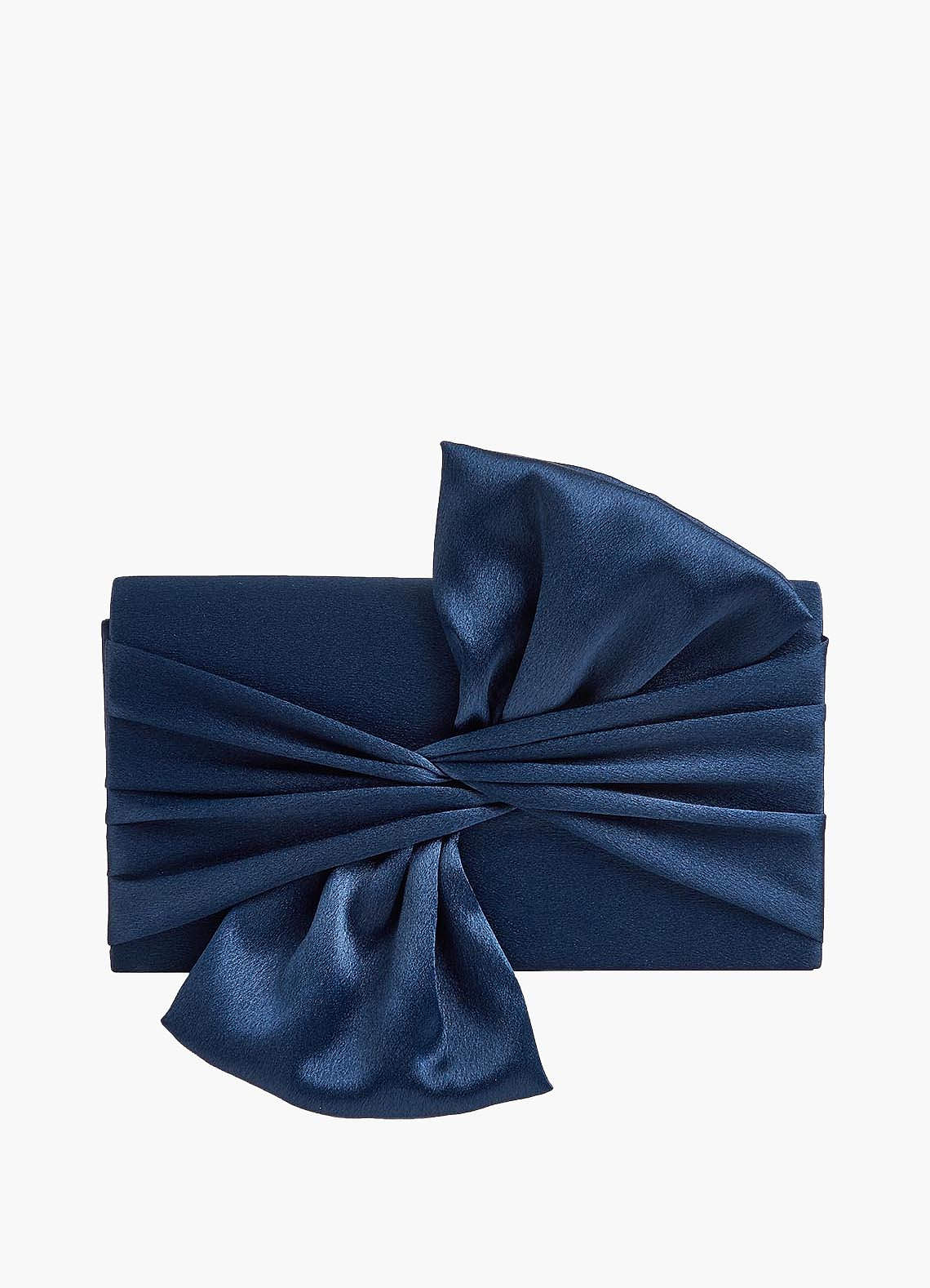 front Satin Twist Bow Clutch
