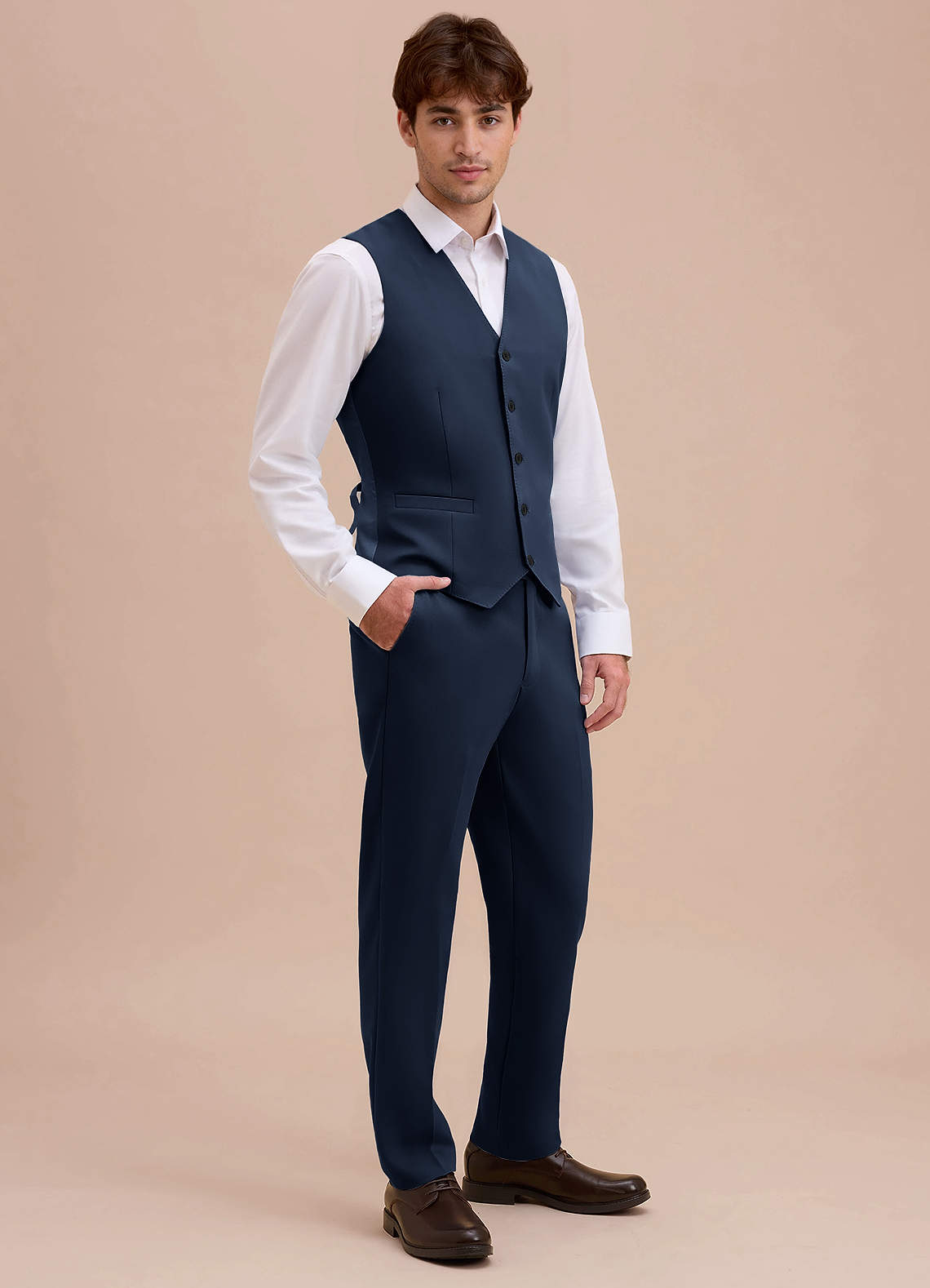 front Ethan Dark Navy Refined Weave Suit Vest