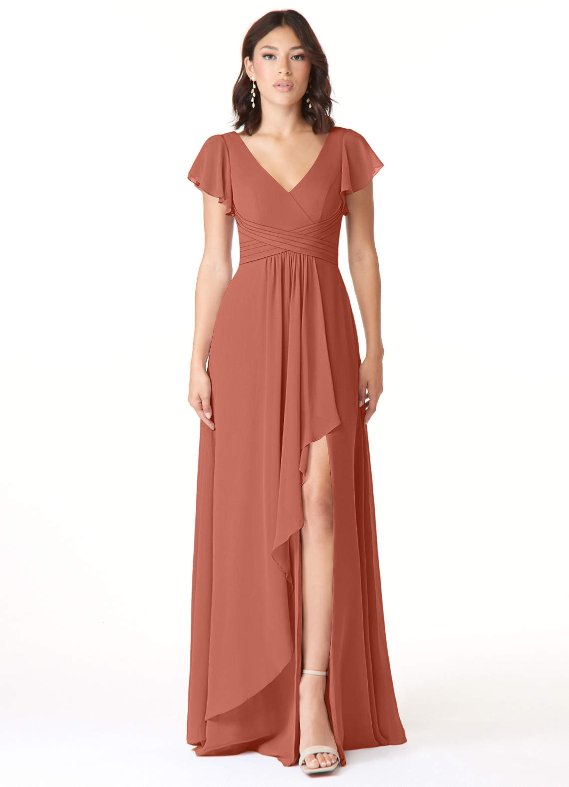 Azazie Omari Bridesmaid Dresses Clay A-Line Chiffon Dress image1