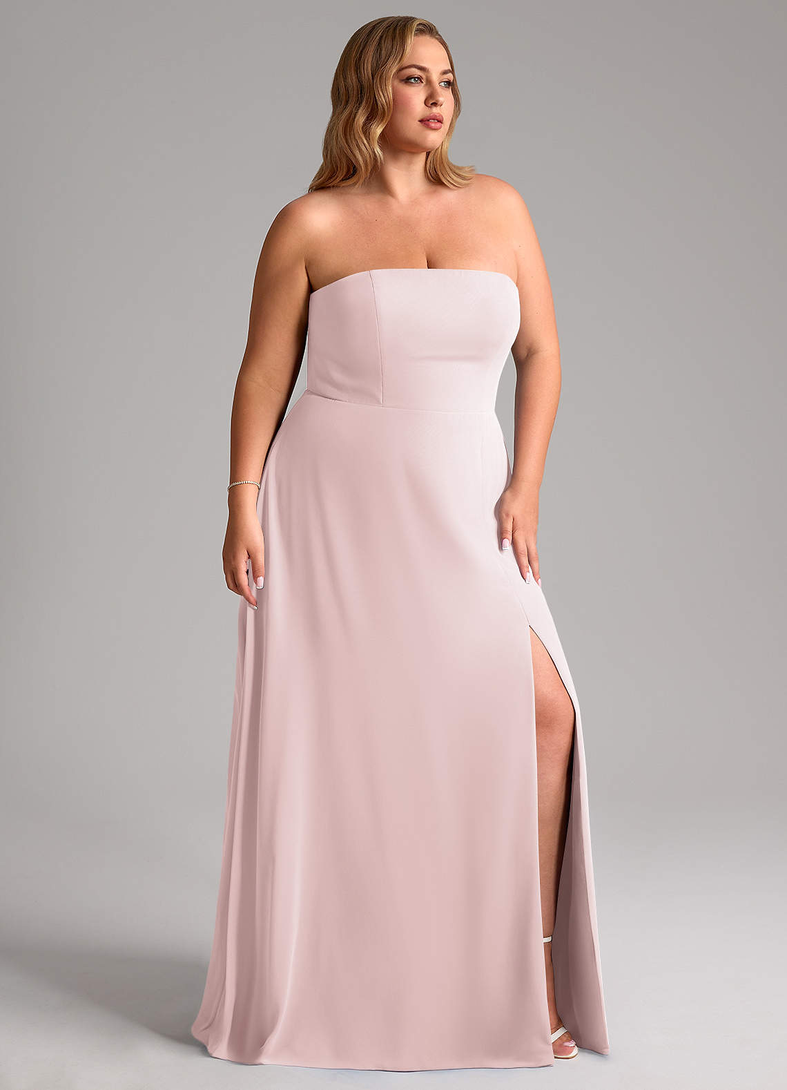 Azazie Wren Abiti da Damigella Abito Convertibile A-Line in Chiffon Spacco Laterale Rosa Rossore image11
