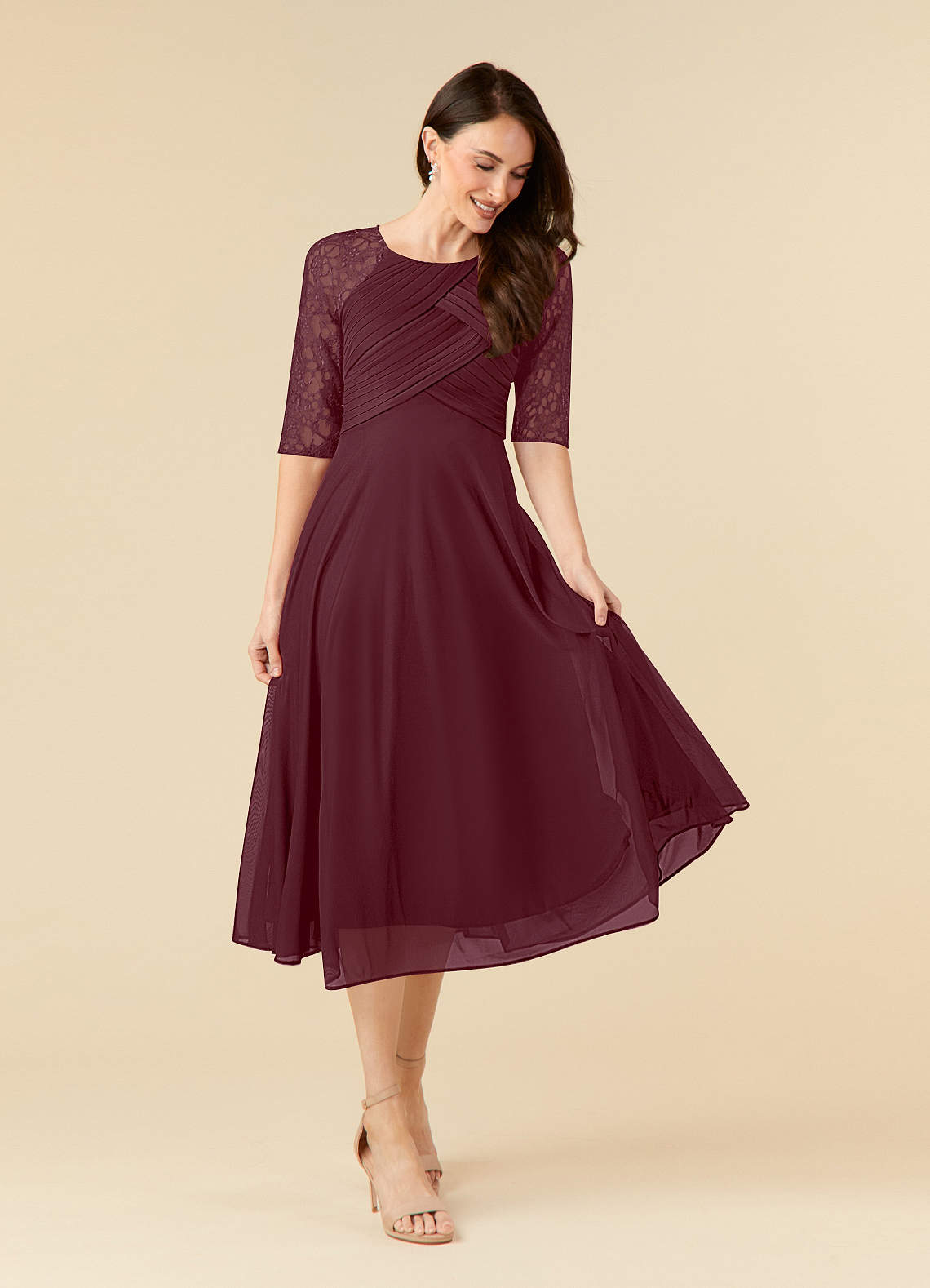 Azazie Gracelyn Abiti per la Madre della Sposa Abito A-Line in Pizzo Cabernet image1