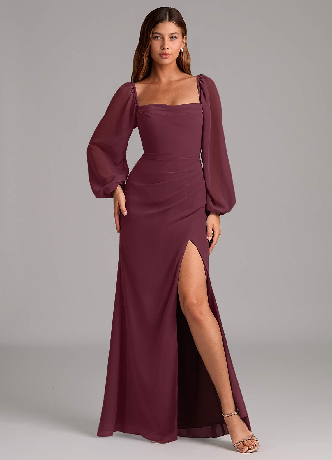 mermaid long sleeve bridesmaid dresses South African Long Sleeve Mermaid Lace Elastic Satin Long Bridesmaid D –  AlineBridal