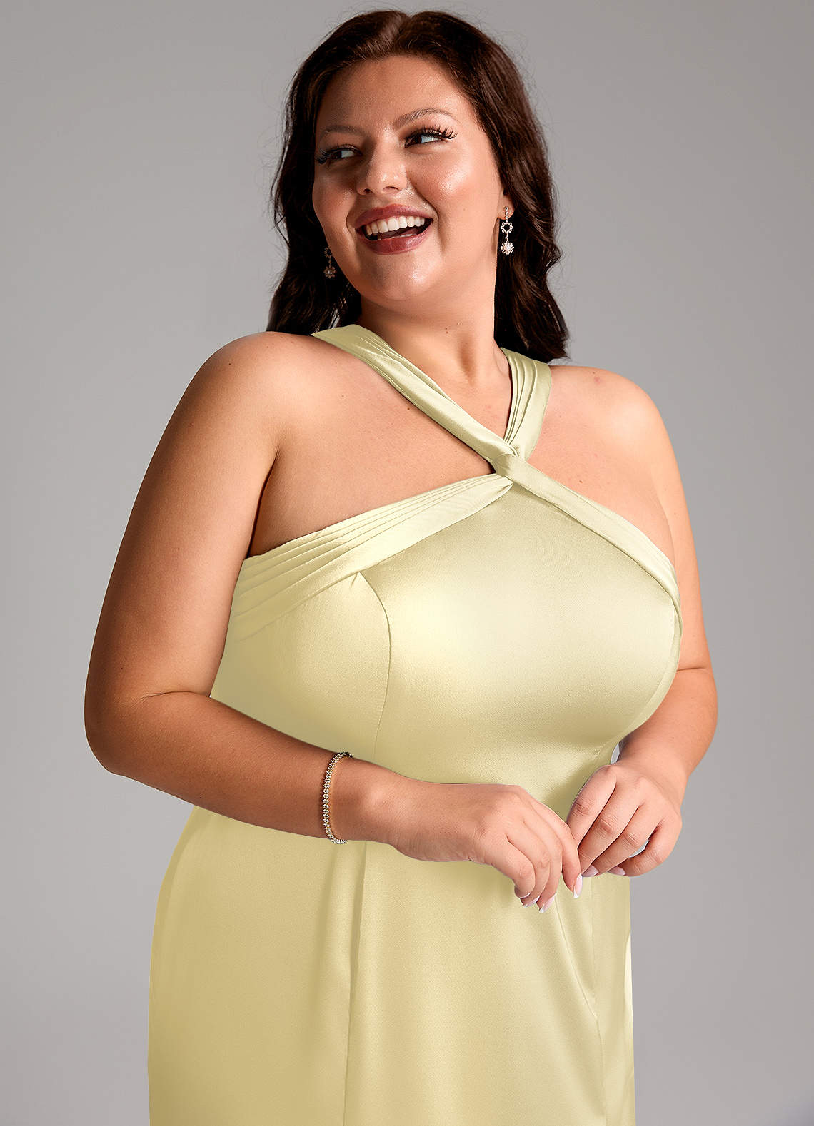 Azazie Rue Vestidos de damas de honor Vestido de Sorbete De Limón de Satén Elástico de Corte Sirena con Plisado image12