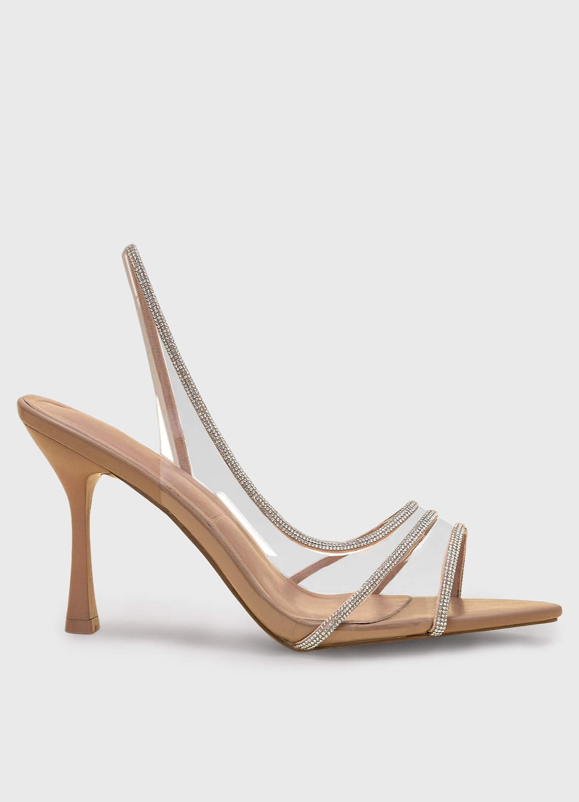 Nude Crystal Clear PVC Stiletto Heel Sandals Azazie