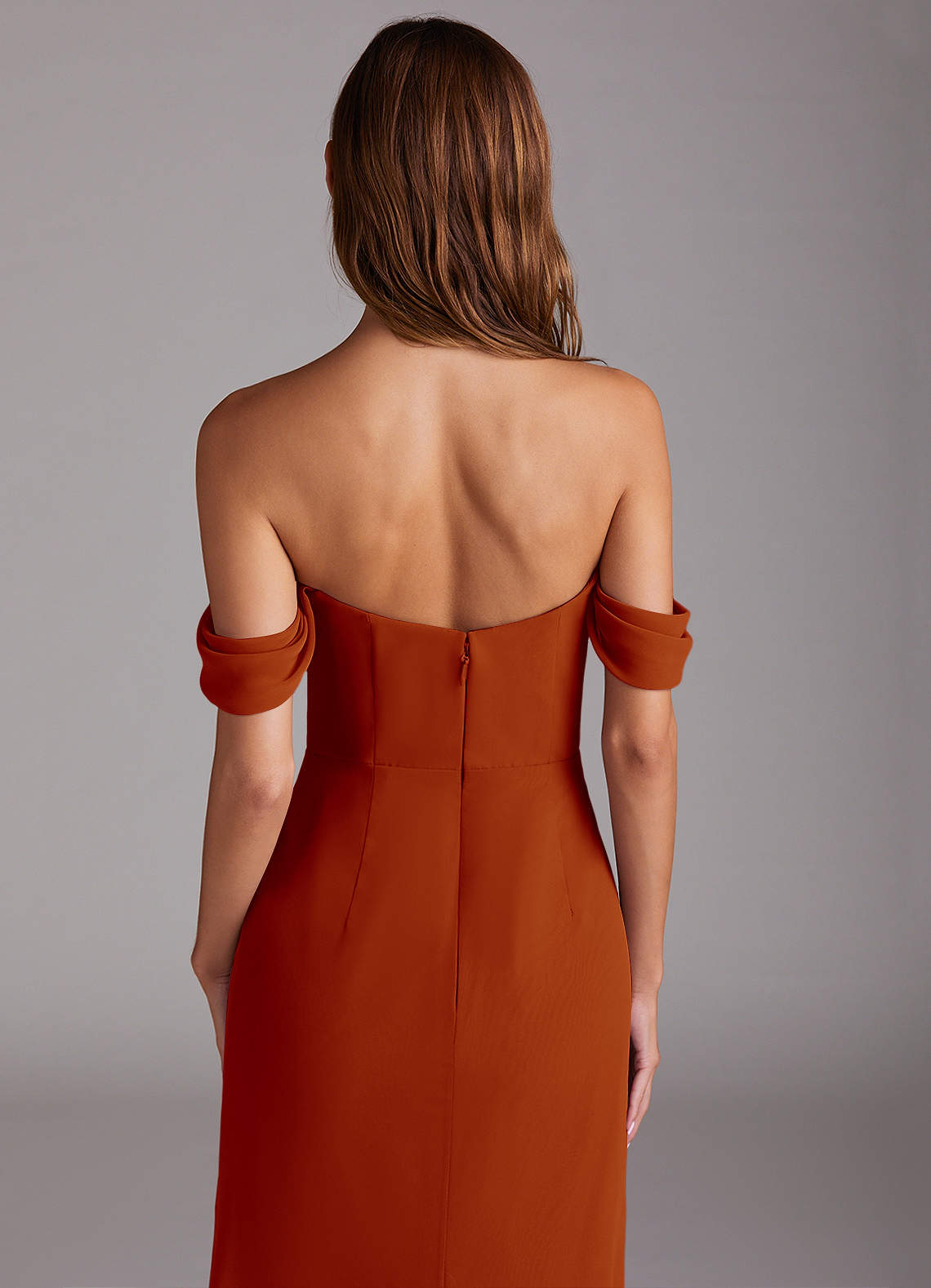 Azazie Saige Bridesmaid Dresses Paprika A-Line Off the Shoulder Chiffon Convertible Dress image5