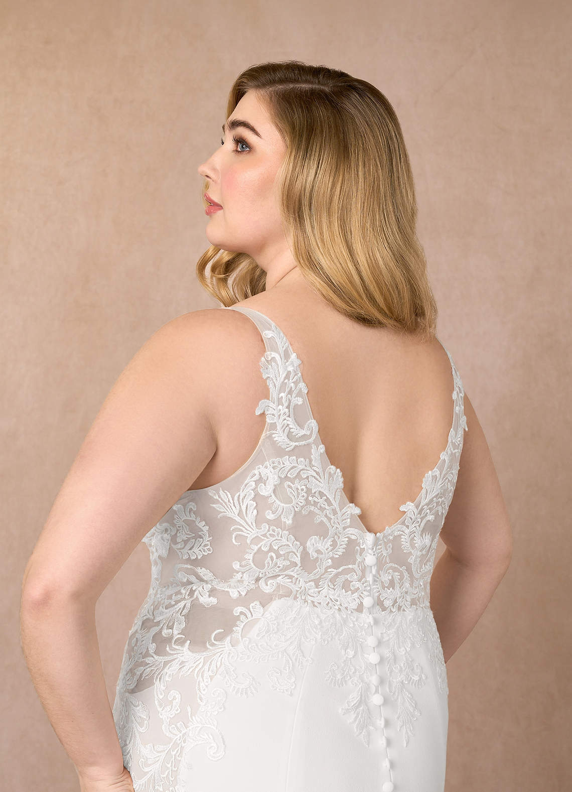 Azazie Estephanie Wedding Dresses Diamond White Mermaid Sequins Stretch Crepe Dress image10