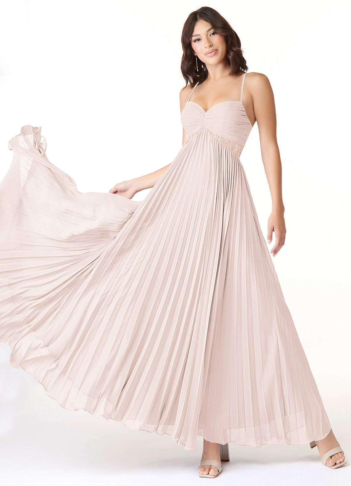 Azazie Devyn Bridesmaid Dresses Rose Petal A-Line Corset Chiffon Dress image1