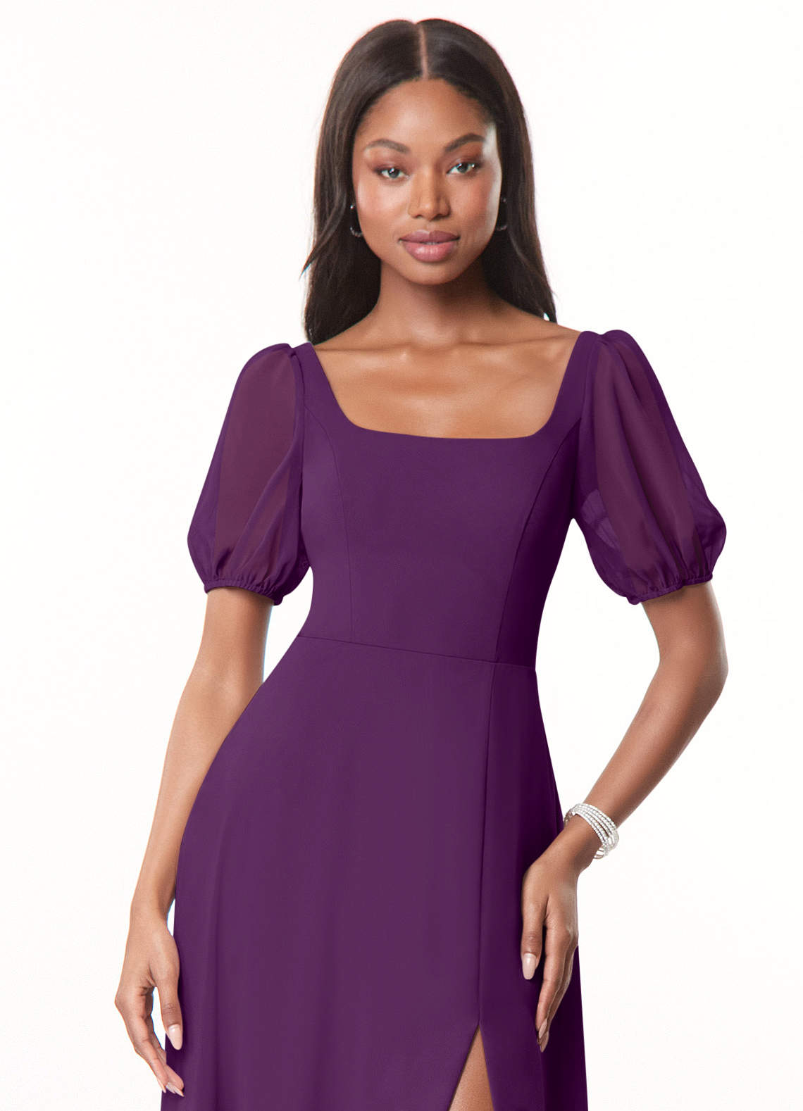 Azazie Alani Grape Chiffon Bridesmaid Dresses | Azazie