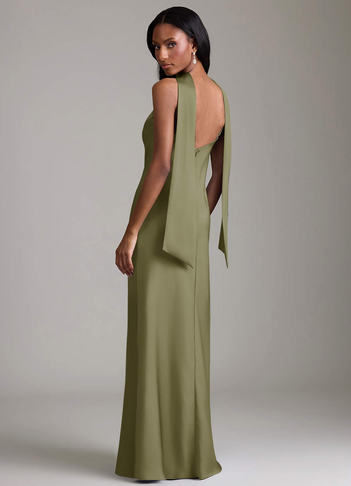 anasazi bridesmaid dresses Azazie Cassiana Ready to Ship Pistachio Stretch Satin Bridesmaid Dresses