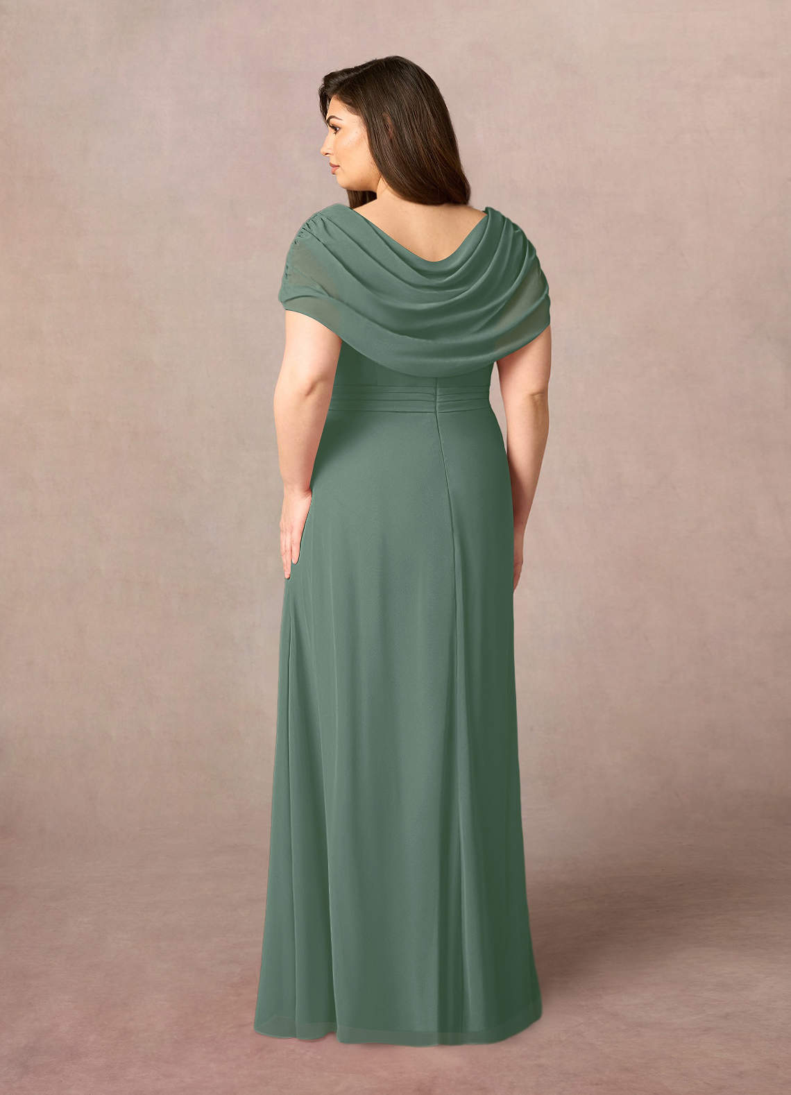 Azazie Mary Mother of the Bride Dresses Eucalyptus A-Line Side Slit Chiffon Dress image7