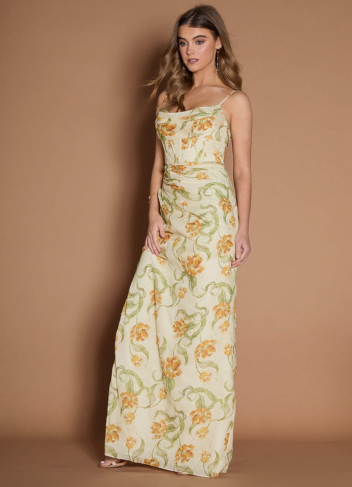 sachin and babi light blue dress Structured Dropped Waist Maxi Dress Yellow