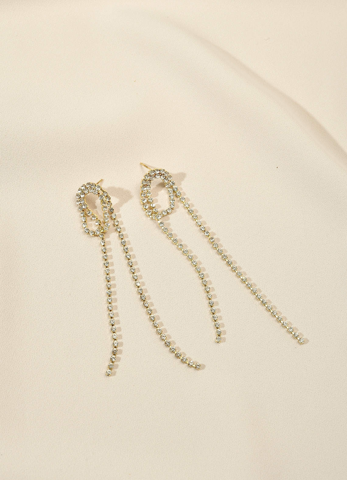 front Rhinestone Chain Loop Earrings