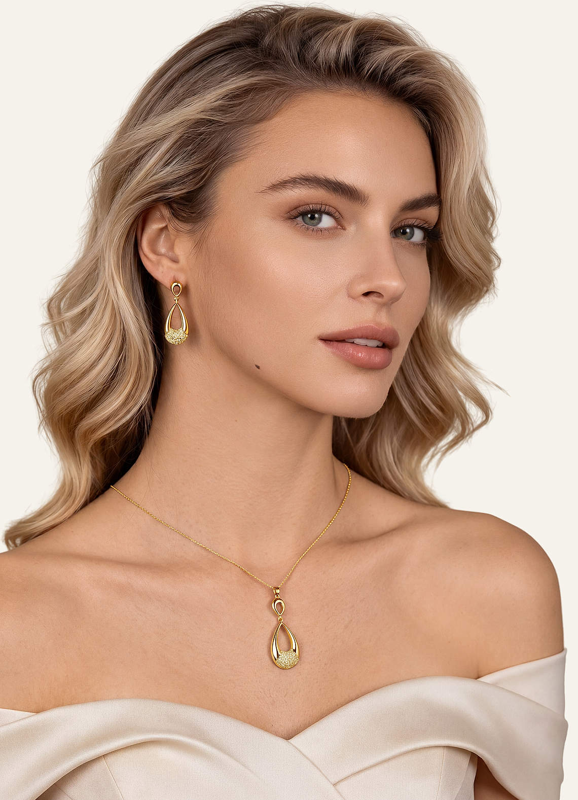 front Gold Zirconia Jewelry Set