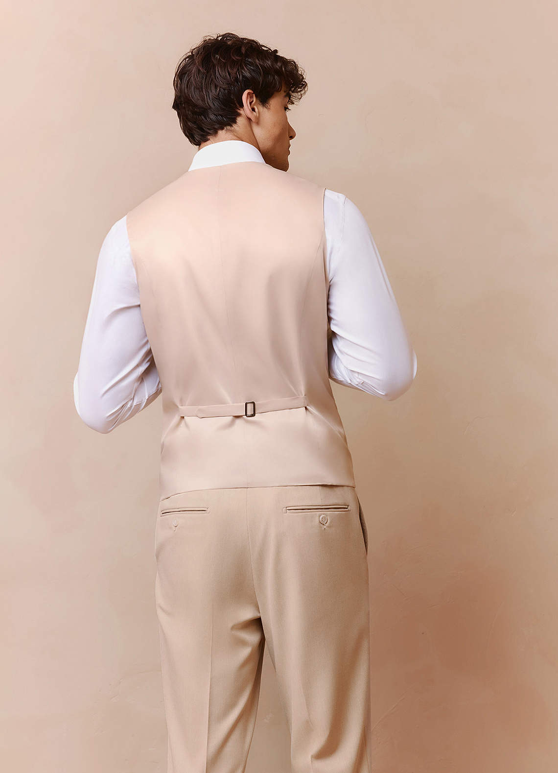 front Savile Tan Wool Blend Suit Vest