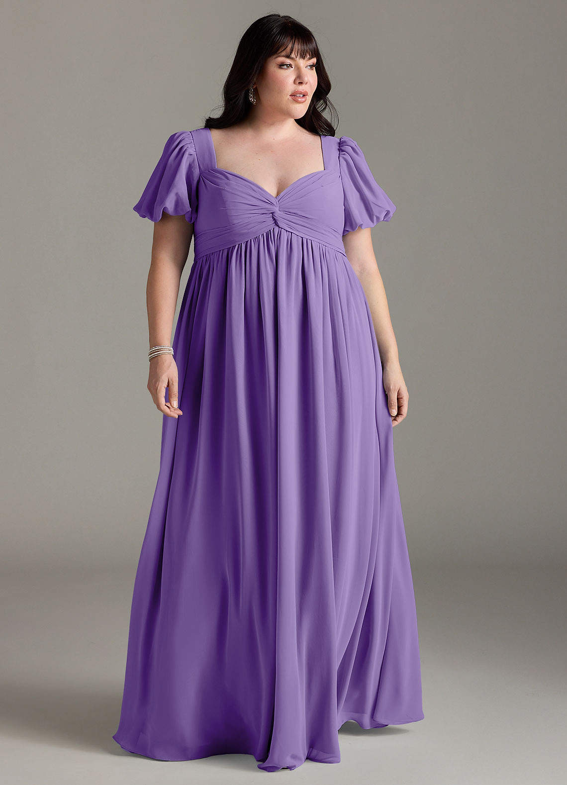 Azazie Madisynn vestidos de dama de honor de maternidad Vestido de Lazo Hasta el suelo Gasa image4