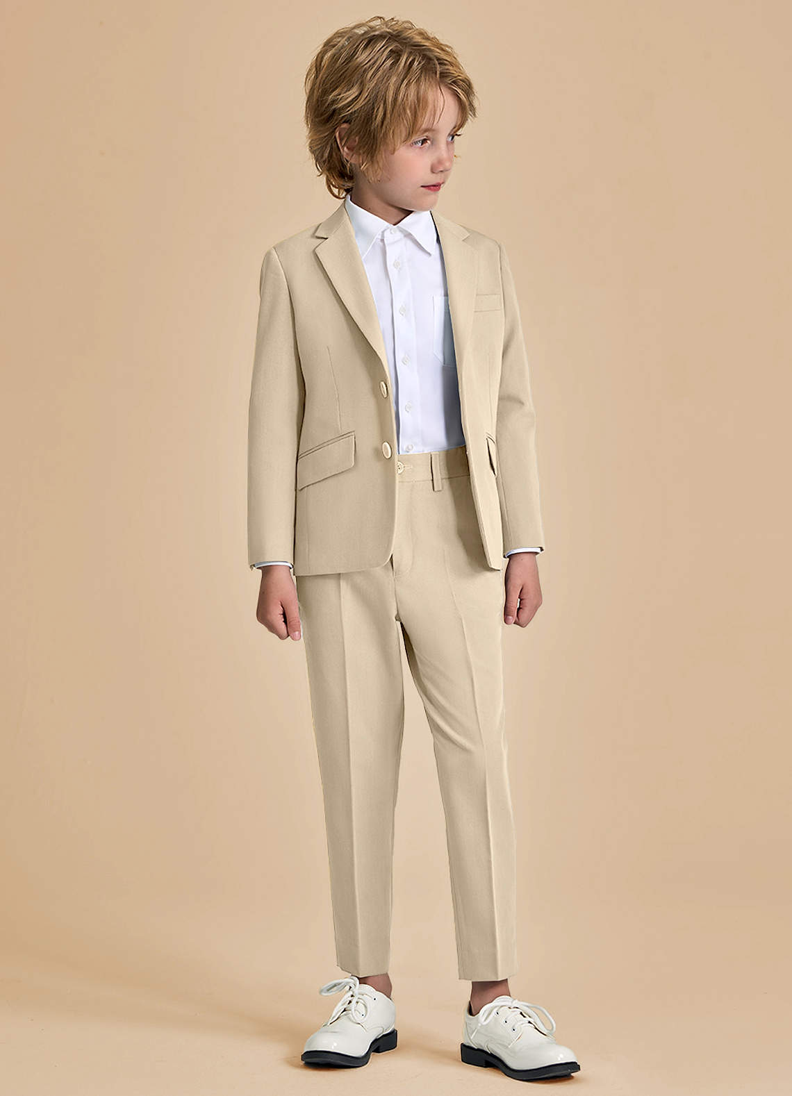 front Oliver Boys Tan 2-Piece Suit