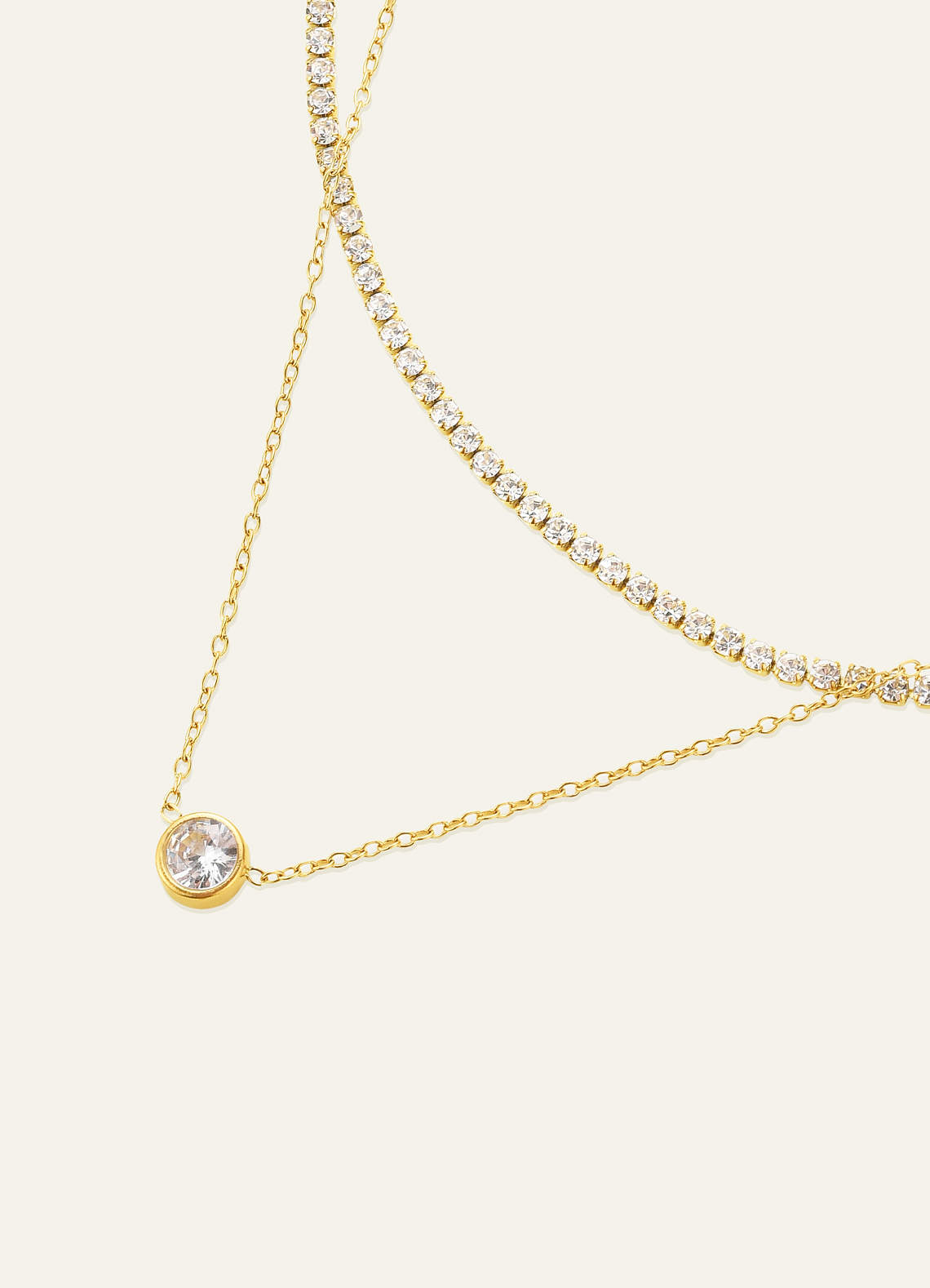 front Layered Tennis Pendant Necklace